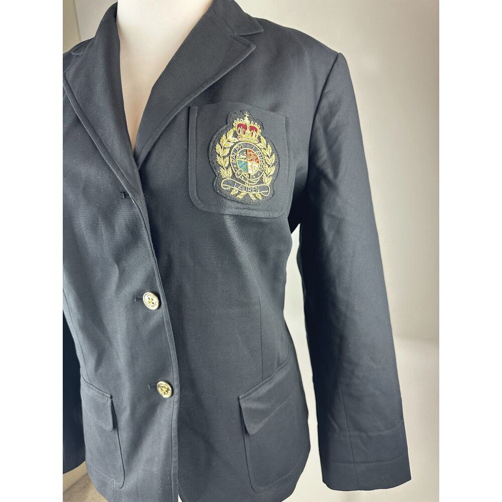 *Flawed Lauren Ralph Lauren Signature Patch Chest Crest Blazer Jacket Black 16W - Picture 6 of 16